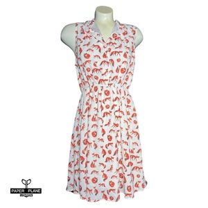 Paper Plane Summer Dress with Foxes All Over